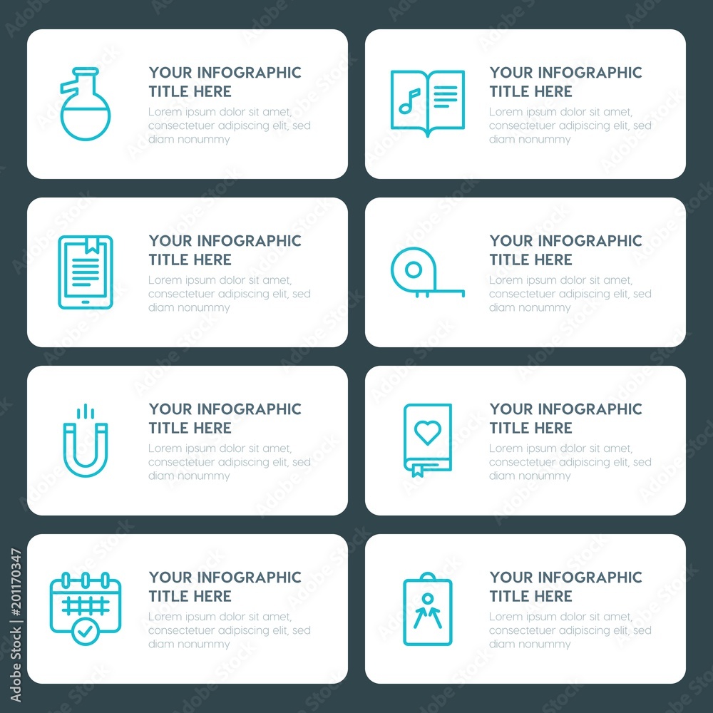 Fototapeta premium Flat science, education infographic timeline template for presentations, advertising, annual reports