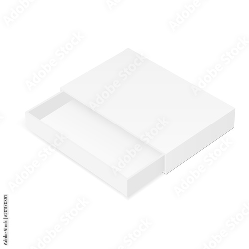 Sliding gift box mock up isolated on white background. Packaging for gift, cloth or jewelry. Vector illustration