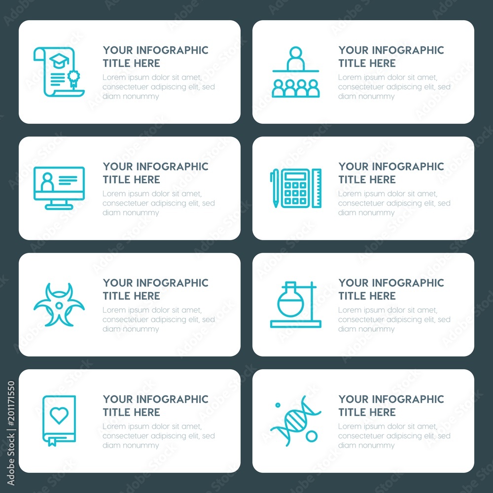 Flat science, education infographic timeline template for presentations, advertising, annual reports Flat science, education infographic timeline template for presentations, advertising, annual reports