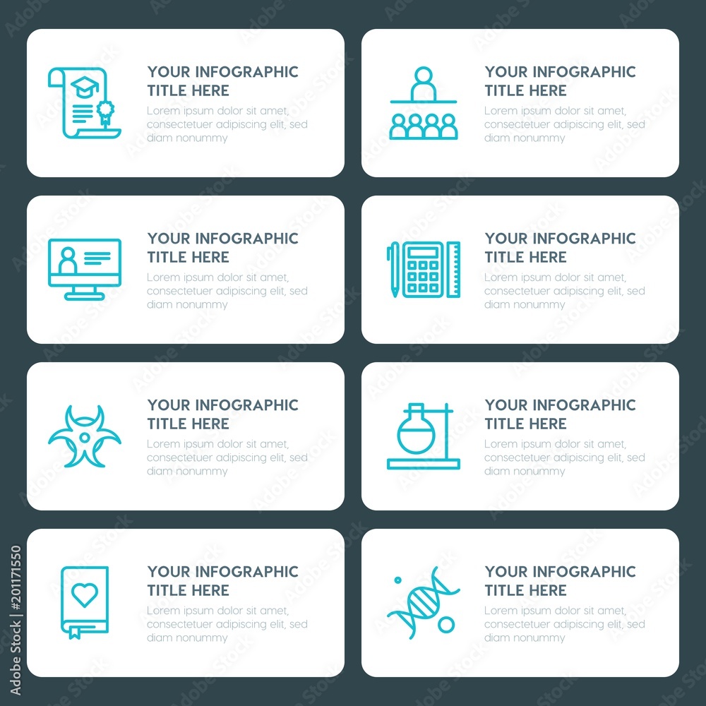 Flat science, education infographic timeline template for presentations, advertising, annual reports