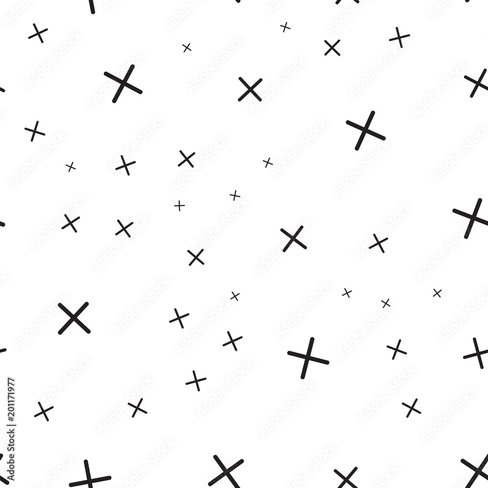 Math symbol pattern. Mathematic geometric seamless . Abstract background from plus signs. On white background. Geometric Star seamless pattern.