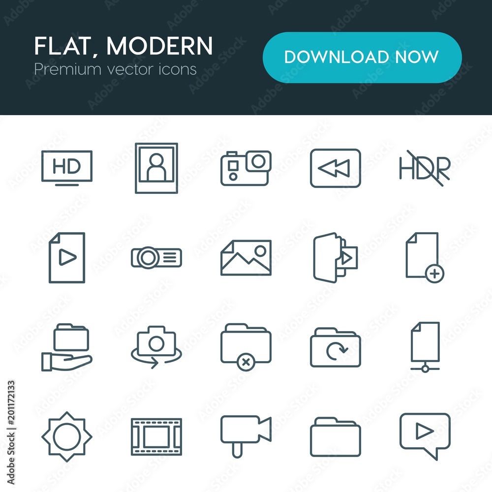 Modern Simple Set of folder, video, photos, files Vector outline Icons. ..Contains such Icons as camera, data, message, back, folder, tv and more on white background. Fully Editable. Pixel Perfect Modern Simple Set of folder, video, photos, files Vector outline Icons. ..Contains such Icons as camera, data, message, back, folder, tv and more on white background. Fully Editable. Pixel Perfect