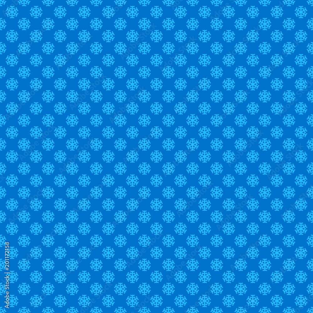 Blue seamless retro stylized snow flake pattern wallpaper - vector seasonal decoration background illustration