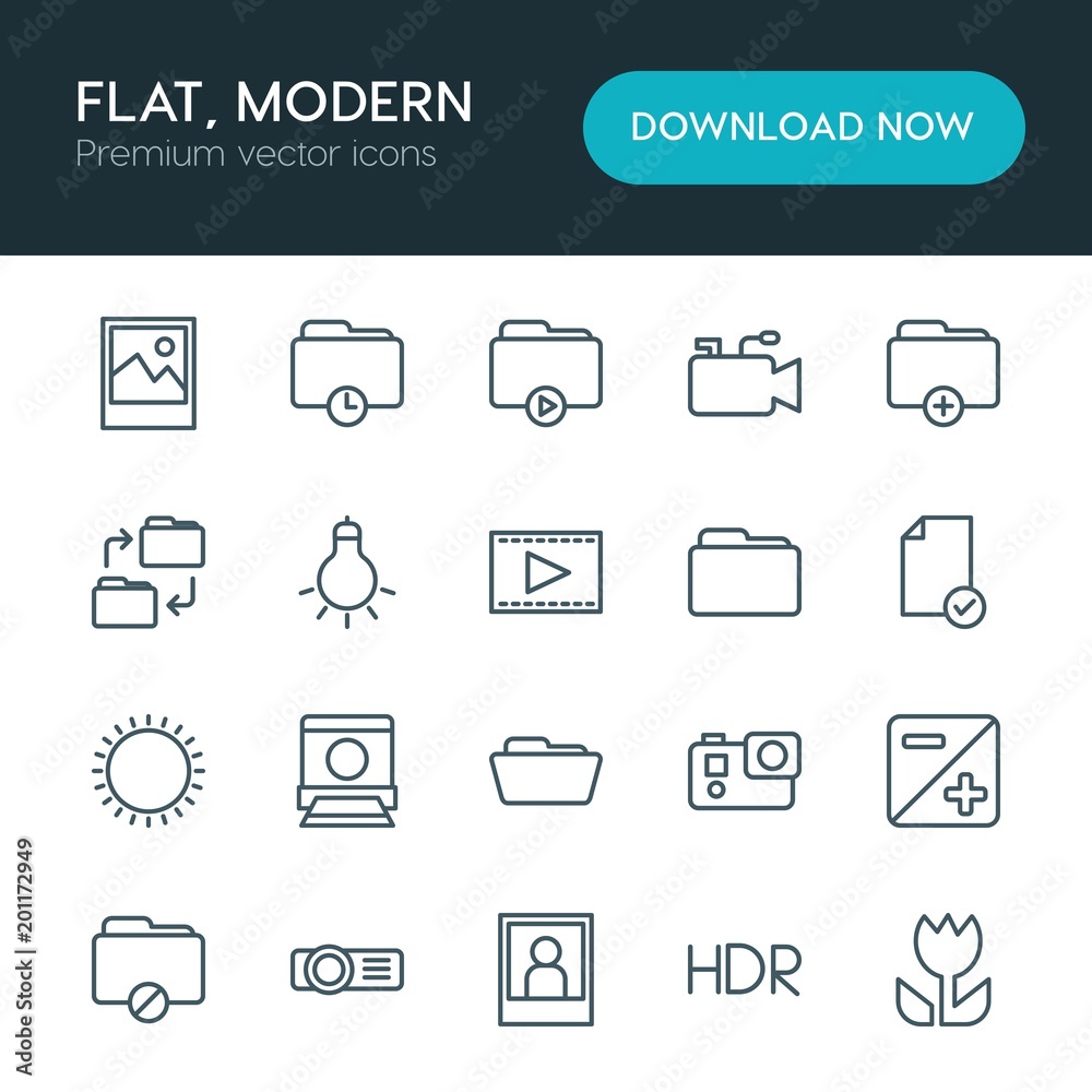 Modern Simple Set of folder, video, photos, files Vector outline Icons. ..Contains such Icons as landscape, web, background, microphone and more on white background. Fully Editable. Pixel Perfect Modern Simple Set of folder, video, photos, files Vector outline Icons. ..Contains such Icons as landscape, web, background, microphone and more on white background. Fully Editable. Pixel Perfect