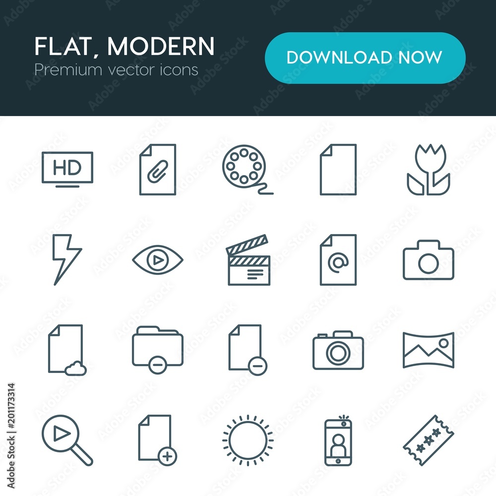 Modern Simple Set of folder, video, photos, files Vector outline Icons. ..Contains such Icons as file, attach, vector, sky, add, mobile and more on white background. Fully Editable. Pixel Perfect Modern Simple Set of folder, video, photos, files Vector outline Icons. ..Contains such Icons as file, attach, vector, sky, add, mobile and more on white background. Fully Editable. Pixel Perfect