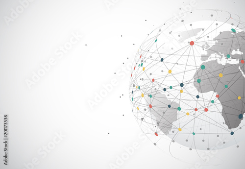 Global network connection. World map point and line composition concept of global business. Vector Illustration