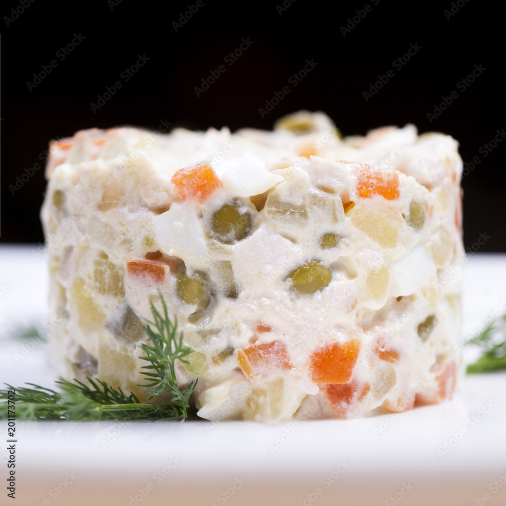 Restaurant dish - Traditional Russian salad Restaurant dish - Traditional Russian salad