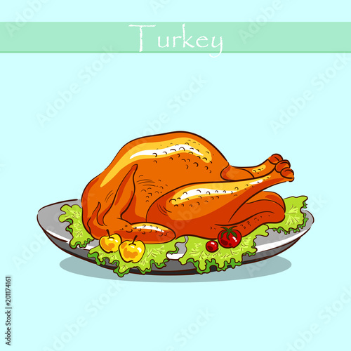 Turkey On A Plate Vector