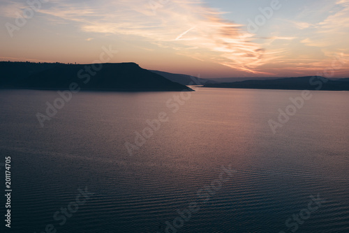 Scenic sunset on the lake © nazariykarkhut