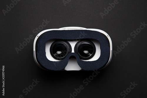 Photo of virtual reality glasses on black background