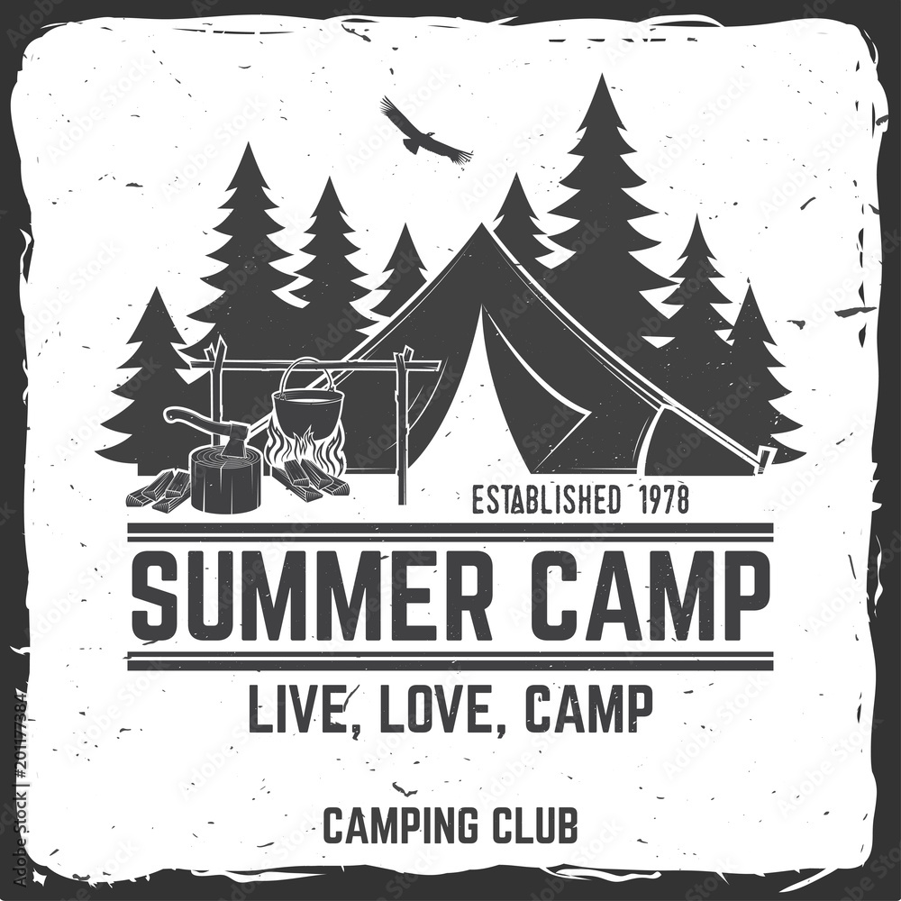 Obraz premium Summer camp. Vector illustration. Concept for shirt or logo, print, stamp or tee.