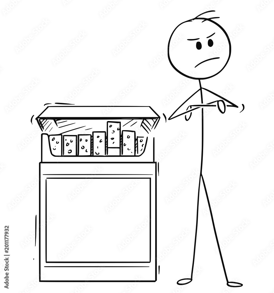 Cartoon stick man drawing conceptual illustration of man with arms