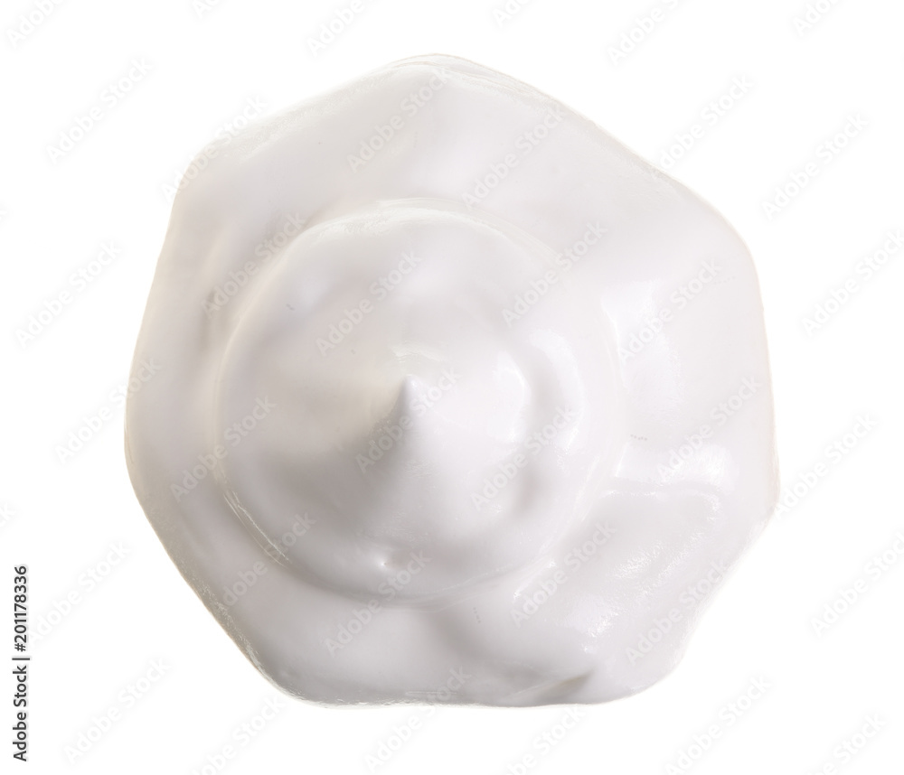 whipped cream or meringue isolated on white background. Top view. Flat lay whipped cream or meringue isolated on white background. Top view. Flat lay