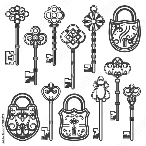 Vintage Ornamental Keys And Locks Collection