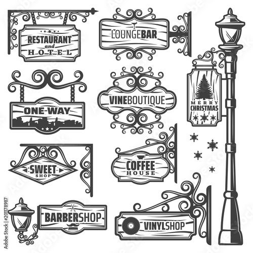 Vintage Street Lanterns Labels Set