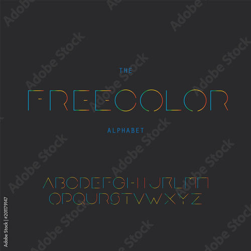"Freecolor" - Modern Colorful Bold Font Set Design - Line Art Style