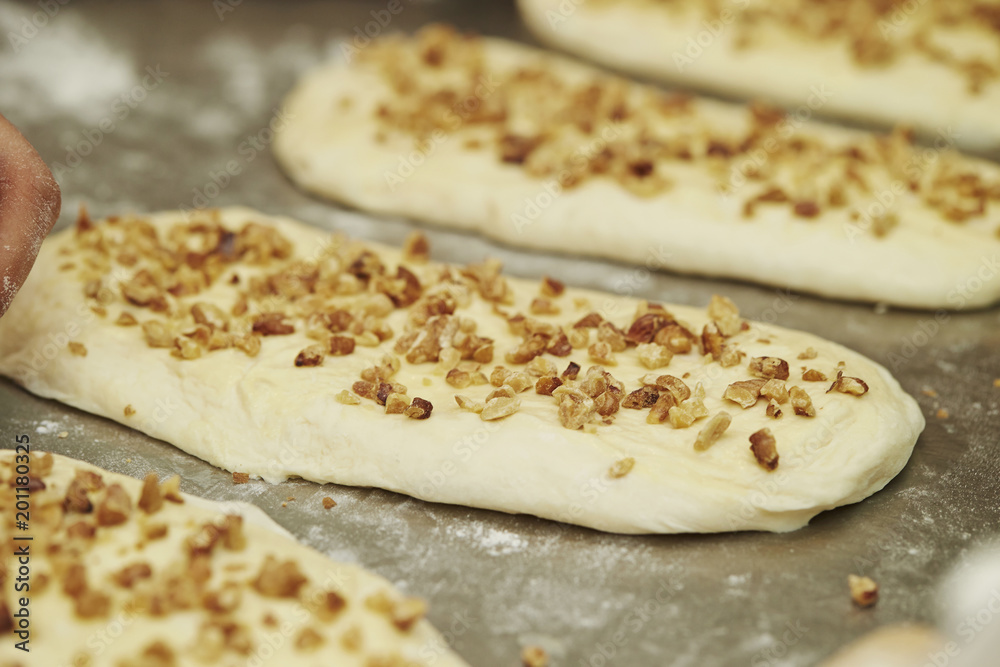 Nuts bread dough 