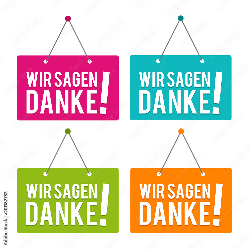 Wir sagen Danke Türschilder mit Icon. Eps10 Vektor. Stock Vector