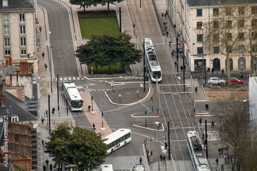 Photo aérienne du centre-ville de Nantes, Loire Atlantique, France