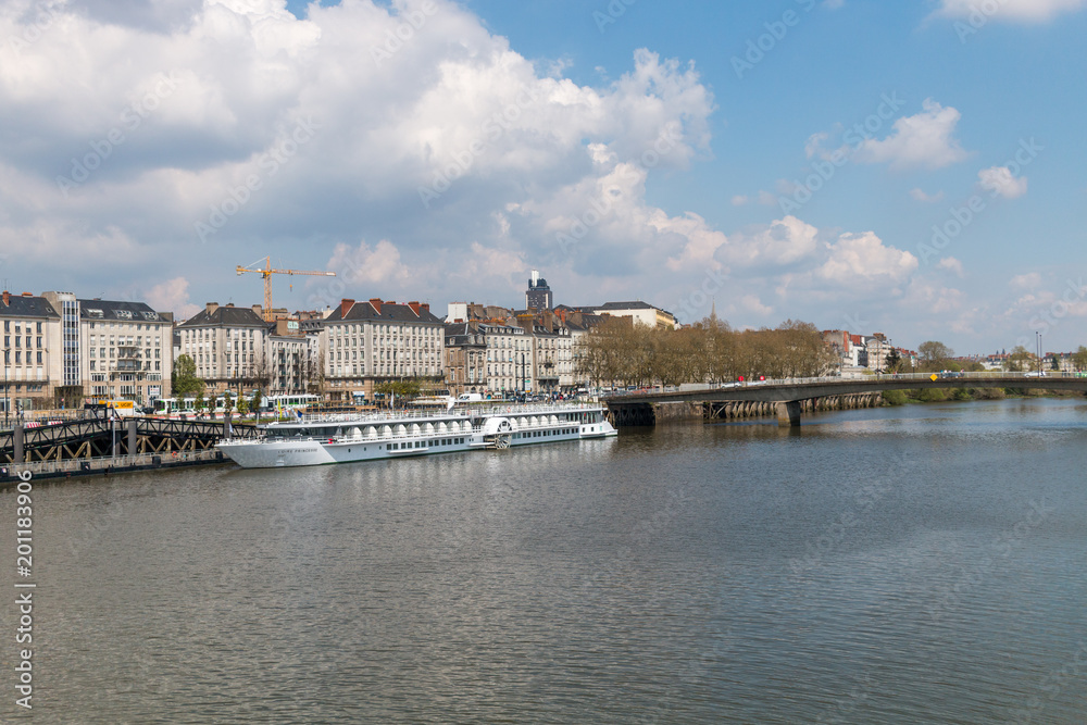 The cruise ship Loire Princess moored during a stopover in Nantes, France