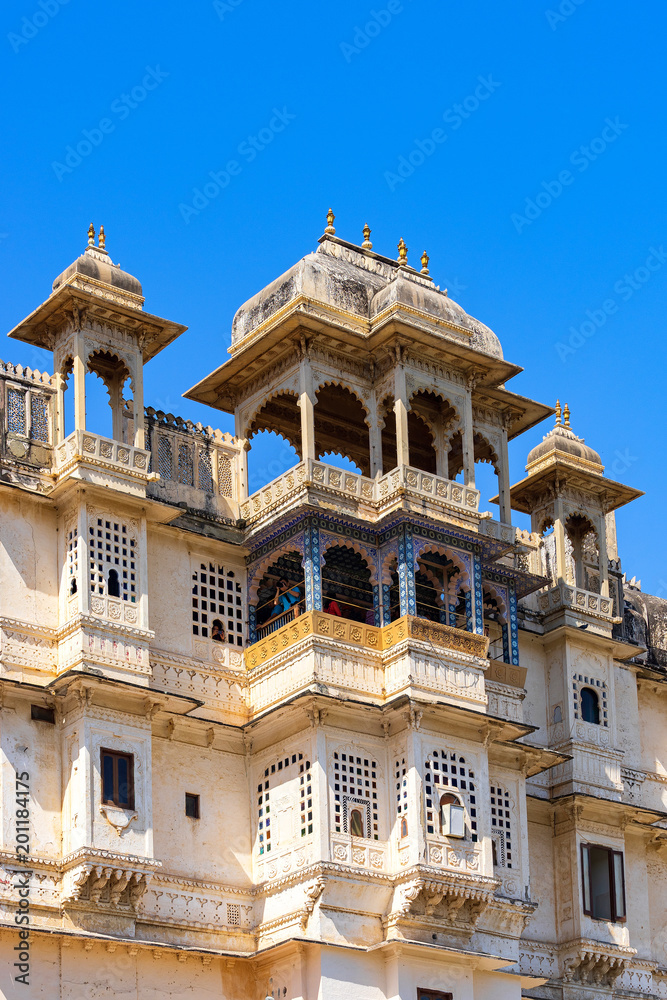 Decorations detail of Udaipur city palace.