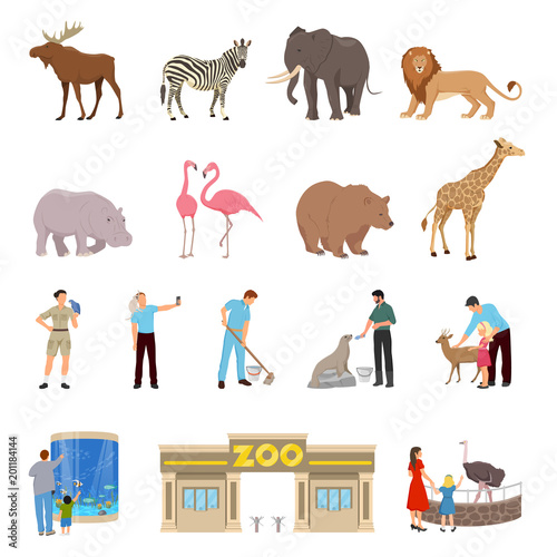 Zoo Flat Icons Set