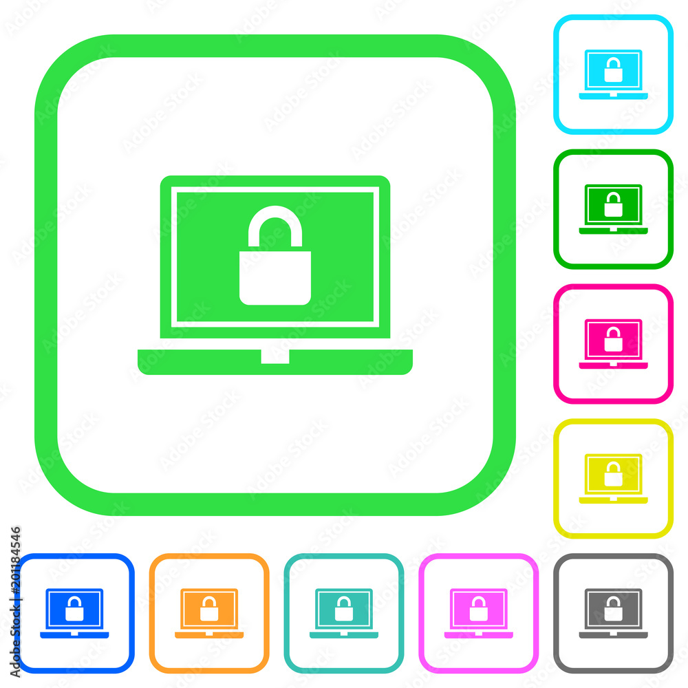 Locked laptop vivid colored flat icons Locked laptop vivid colored flat icons