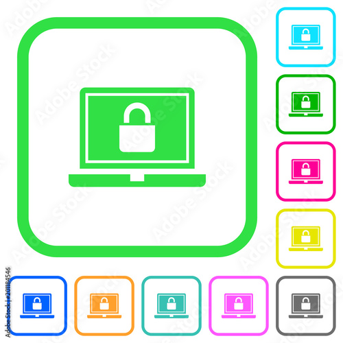 Locked laptop vivid colored flat icons