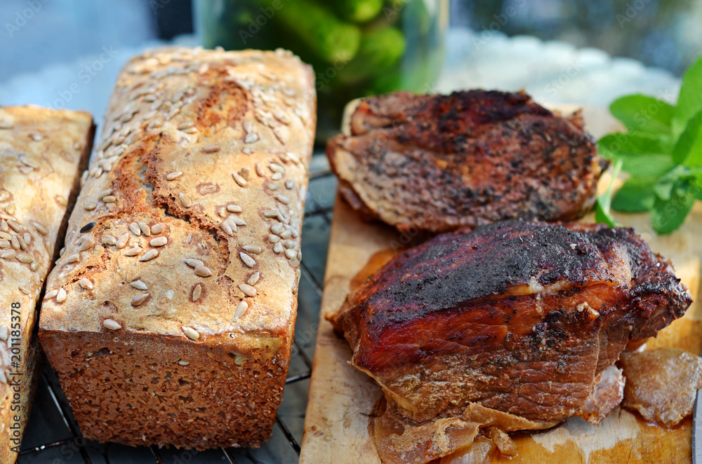 Bread and baked meat Bread and baked meat