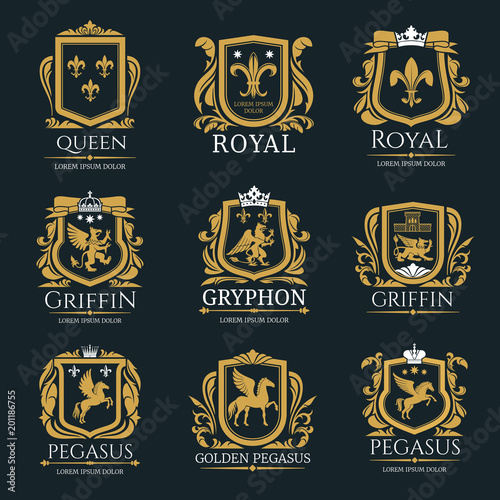 Royal heraldry logo set