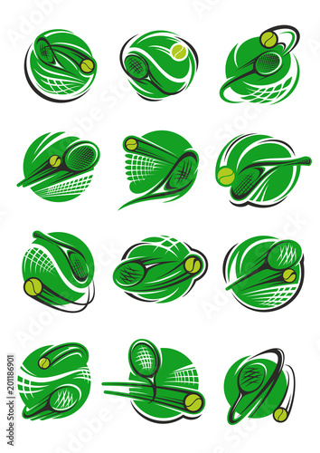 Tennis ball icon for sport club and tournament