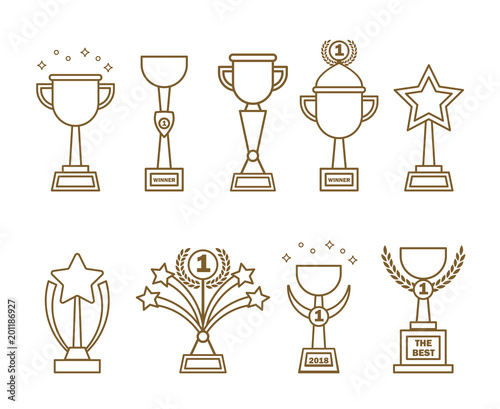 Icons awards cups set