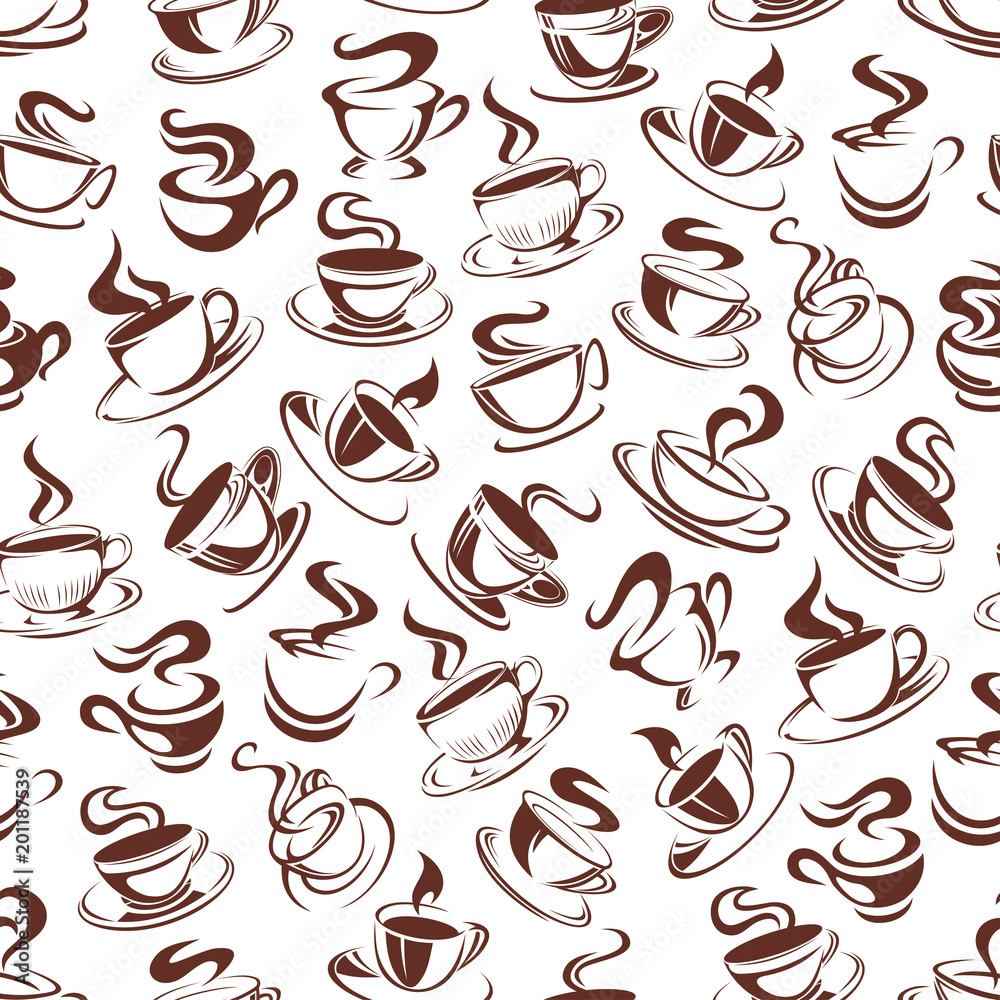 Vector coffee cups pattern seamless background Vector coffee cups pattern seamless background