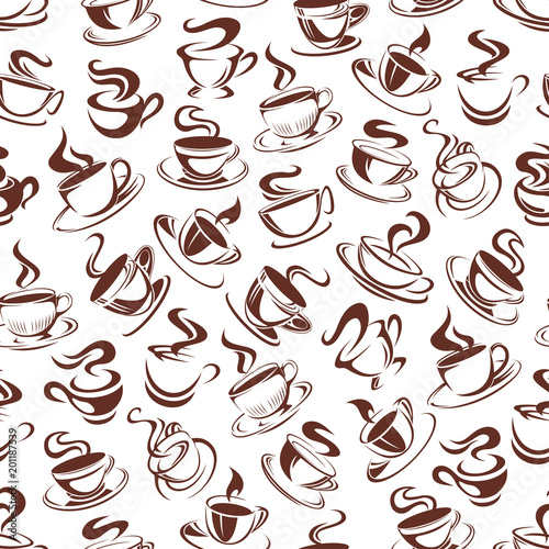 Vector coffee cups pattern seamless background