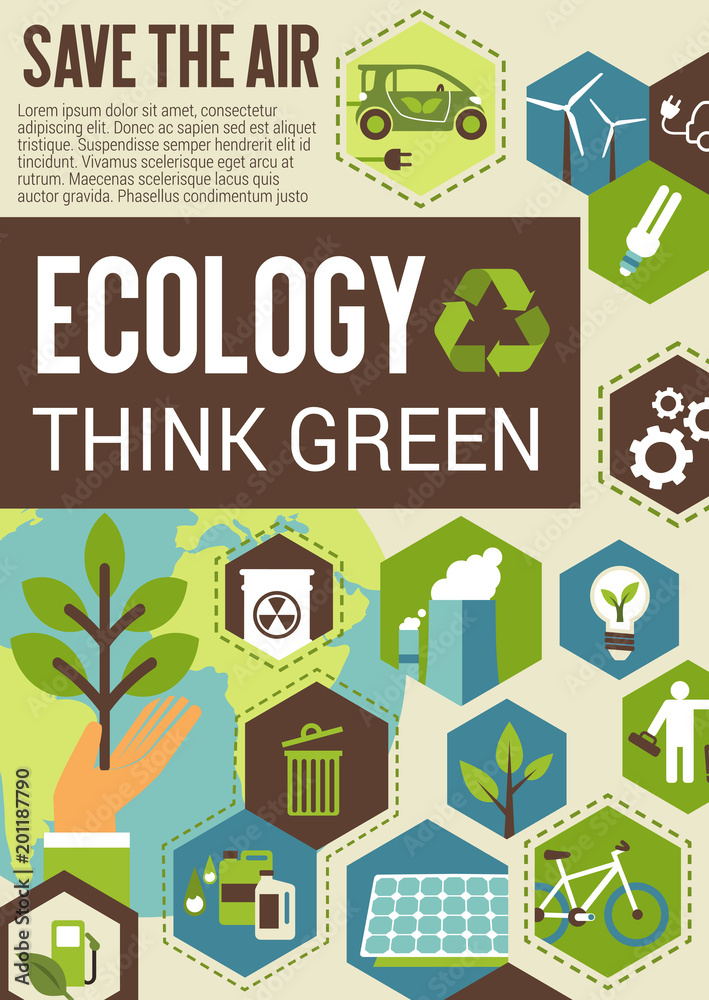 Fototapeta premium Think green eco banner for environment protection