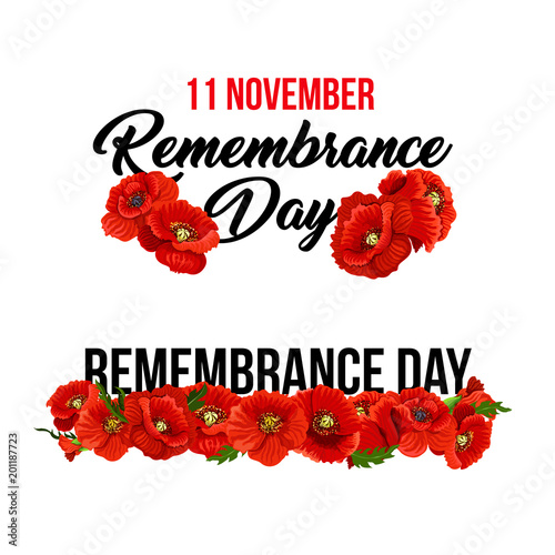 11 November Remembrance day vector poppy icons