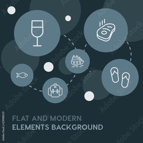 food, drinks, travel outline vector icons and elements background with circle bubbles networks...Multipurpose use on websites, presentations, brochures and more