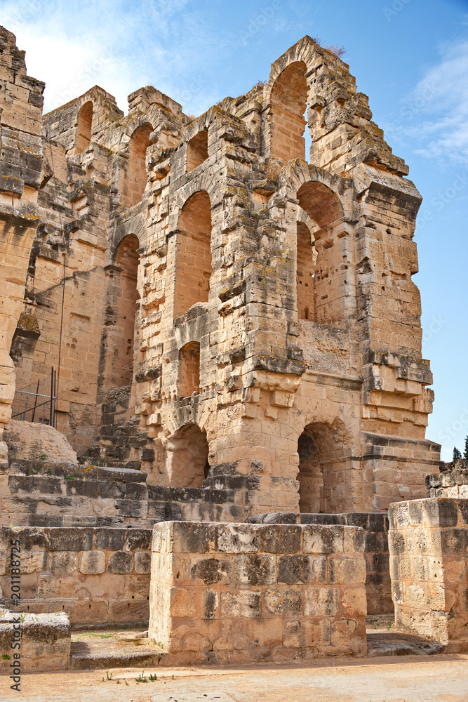 A ancient Roman amphitheater in the El Jem town. A ancient Roman amphitheater in the El Jem town.