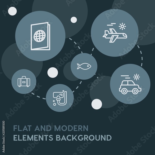 food, drinks, travel outline vector icons and elements background with circle bubbles networks...Multipurpose use on websites, presentations, brochures and more
