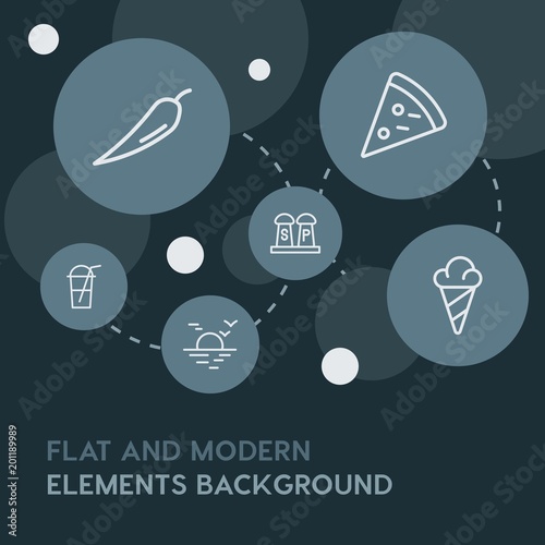 food, drinks, travel outline vector icons and elements background with circle bubbles networks...Multipurpose use on websites, presentations, brochures and more