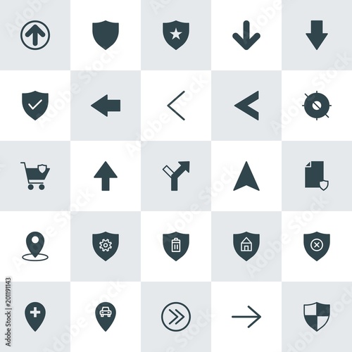 Modern Simple Set of location, arrows, security Vector fill Icons. ..Contains such Icons as  sign, route,  vector, hospital,  illustration and more on white background. Fully Editable. Pixel Perfect.