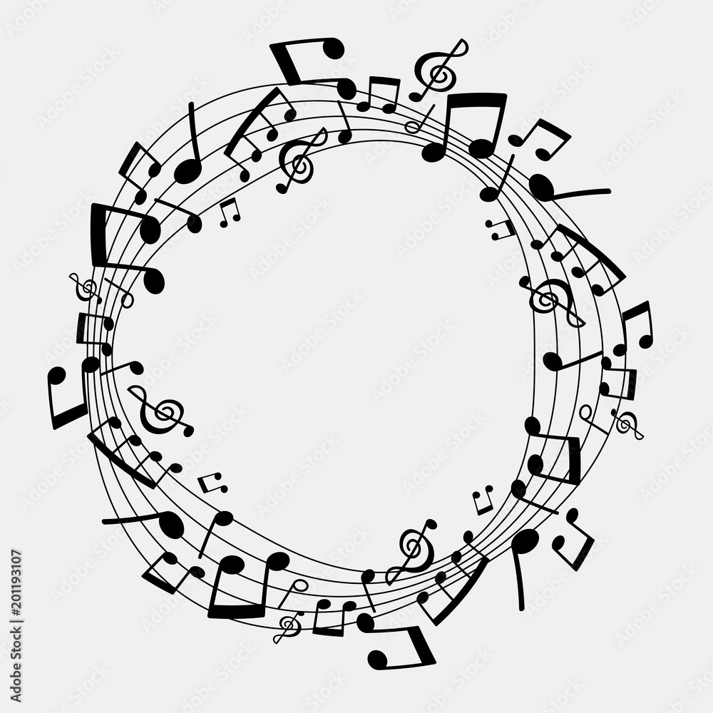 Obraz premium vector illustration of musical notes, black and white color