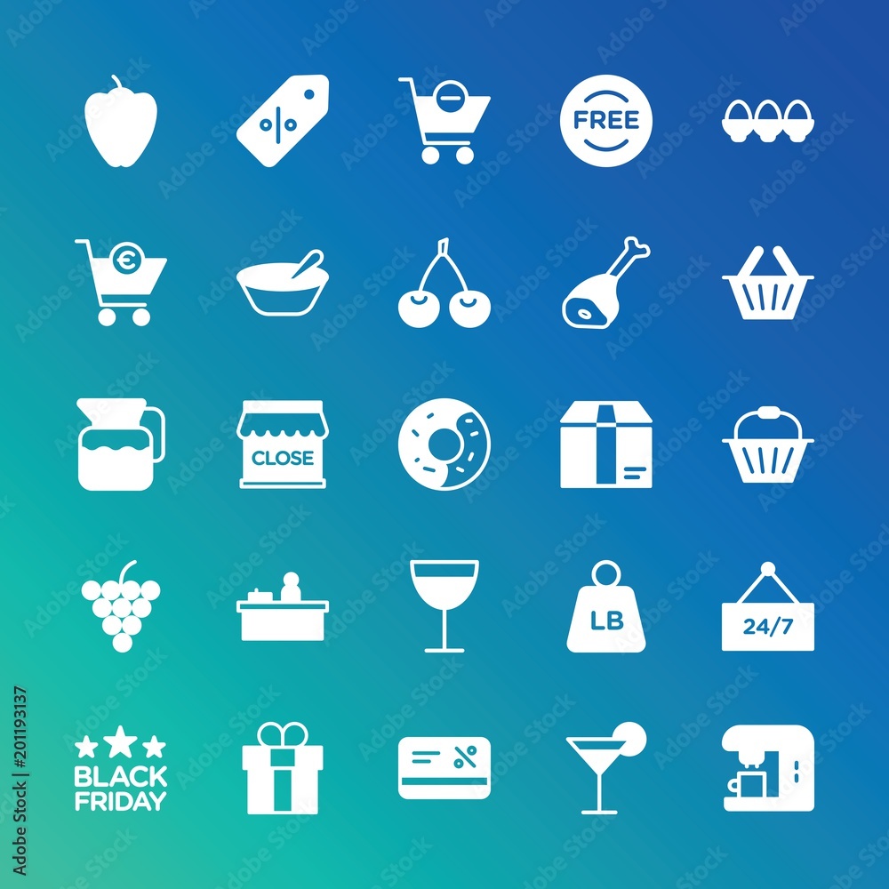 Modern Simple Set of food, drinks, shopping Vector fill Icons. ..Contains such Icons as paprika, christmas, symbol, poster, heavy and more on gradient background. Fully Editable. Pixel Perfect. Modern Simple Set of food, drinks, shopping Vector fill Icons. ..Contains such Icons as paprika, christmas, symbol, poster, heavy and more on gradient background. Fully Editable. Pixel Perfect.