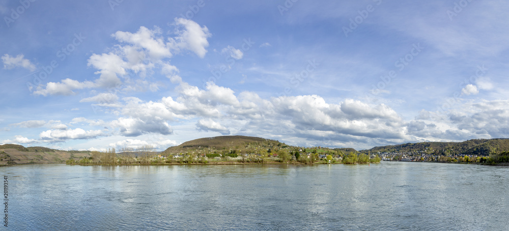 scenic Rhine valley at village of Spay