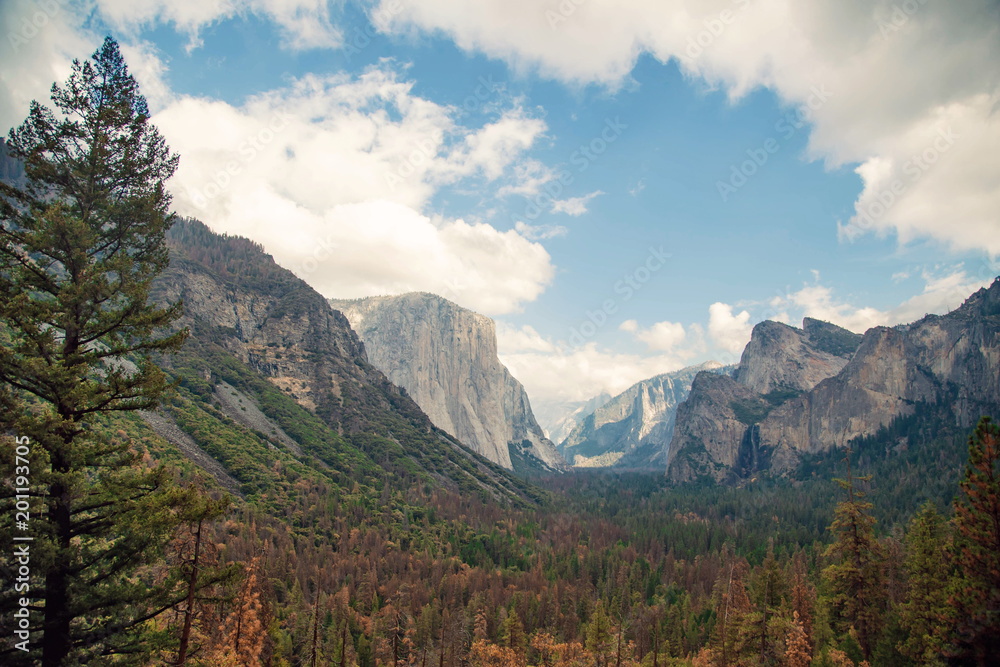Yosemite Valley Landscape in California USA. Tunnel view