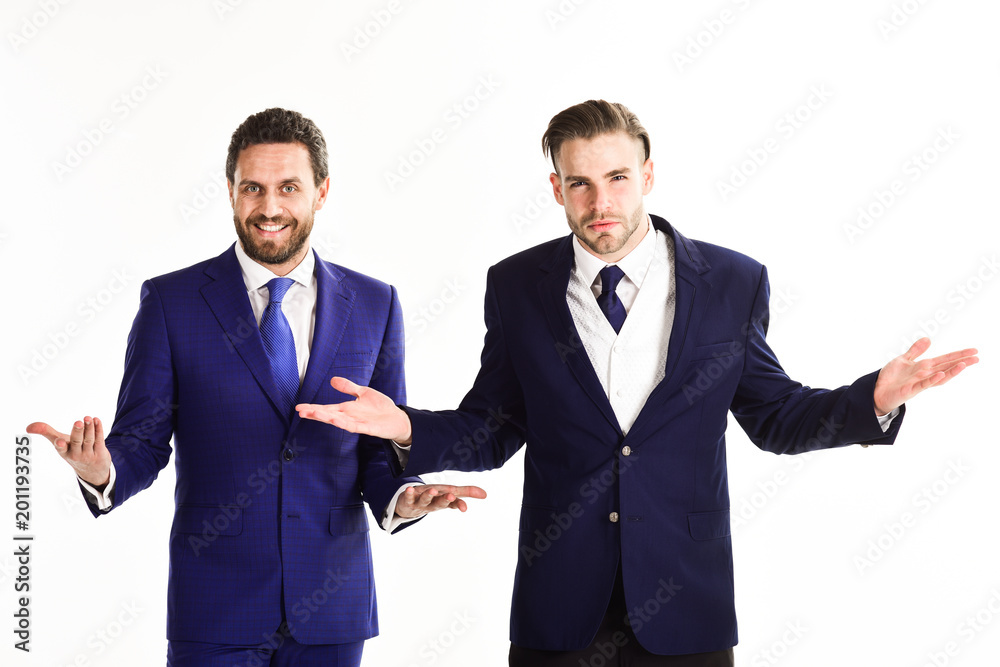 Business and communication concept. Men in formal wear or businessmen Business and communication concept. Men in formal wear or businessmen