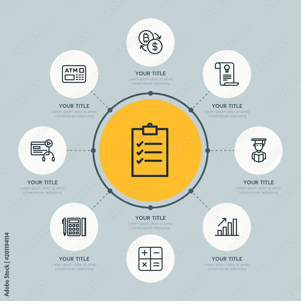 Circle network chart business, money, education infographic template