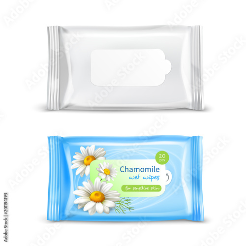 Wet Wipes Package Realistic Set 
