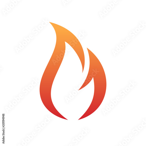 The fire flame vector logo blazing with an orange red gradient in minimalist and simple symbol