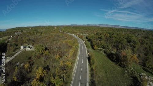 Aerial view of a countryside road photo